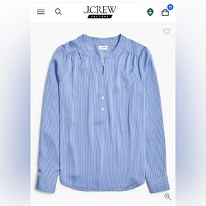 J. Crew Shadow Striped Long-Sleeve Popover Blouse